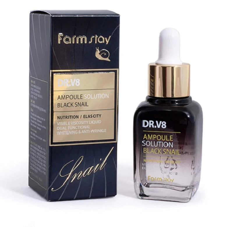 Farmstay Dr.V8 Ampoule Solution Black Snail